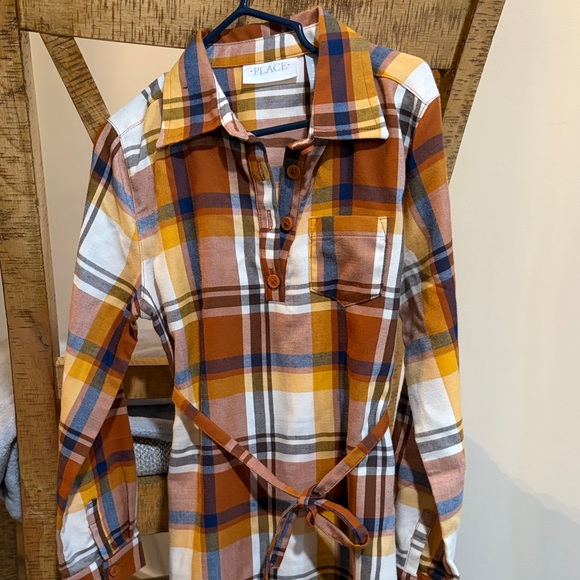 The Children's Place Plaid Dress - Brown, Yellow, White - Picture 2 of 3
